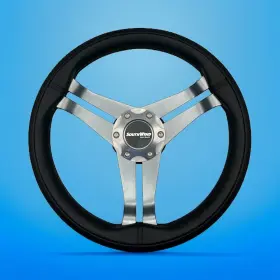 W208-southwind Gussi Italia W208 Steering Wheel Gray Brushed Alum Spoke Southwind Deck Boats Center Cap