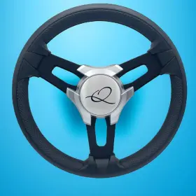 W258-zxe-wh-apex Gussi Italia Boat Model 15 Steering Wheel Black Brushed Alum Spokes Apex