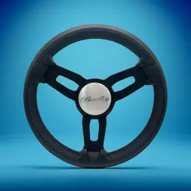 W258-zxe-wh-bentley Gussi Italia Boat Model 15 Steering Wheel Black Brushed Alum Spokes Bentley