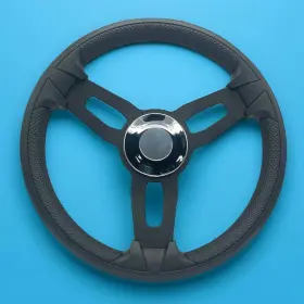 W258-zxe-wh-chromestaingussi Gussi Italia Model 15 Steering Wheel Blk Brushed Alum Spokes Chrome