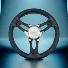 W258-zxe-wh-gussi Gussi Italia Boat Model 15 Steering Wheel Black Brushed Alum Spokes