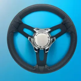 W258-zxe-wh-legend Gussi Italia Boat Model 15 Steering Wheel Black Brushed Alum Spokes Legend