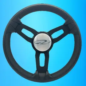 W258-zxe-wh-searay Gussi Italia Model 15 Steering Wheel Blk Brushed Alum Spokes Searay