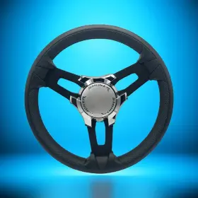 W258-zxe-wh-smoker Gussi Italia Boat Model 15 Steering Wheel Black Brushed Alum Spokes Smoker