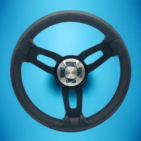 W258-zxe-wh-stingray Gussi Italia Boat Model 15 Steering Wheel Black Brushed Alum Spokes Stingray