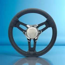 W258-zxe-wh-sunchaser Gussi Italia Boat Model 15 Steering Wheel Black Brushed Alum Spokes Sunchaser