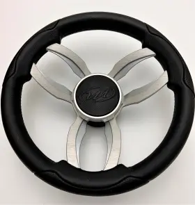 W263-garda-wh Gussi Italia New Boat Steering Wheel Brushed Dual Spoke/color Aluminum Keyed Hub
