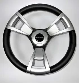M13b-wh Gussi Italia W300/w374 -m13b-wh New Black And Silver Steering Wheel Fits All Club Car Ds Golf Carts M13b-wh Gussi Italia W300/w374 -m13b-wh New Black And Silver Steering Wheel Fits All Club Car Ds Golf Carts