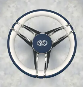W315-perg-blue Gussi Italia Cobalt Boat Steering Wheel Stainless Steel Spoke Leather Rim Boats Logo W315-perg-blue Gussi Italia Cobalt Boat Steering Wheel Stainless Steel Spoke Leather Rim Boats Logo