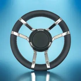W319-wh-plain Gussi Italia Boat Steering Wheel Black Stainless Steel Spokes W319-wh-plain Gussi Italia Boat Steering Wheel Black Stainless Steel Spokes