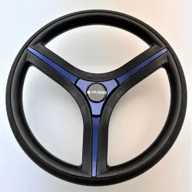 W384-bbrn-wh Gussi Italia -w384-bbrn-wh New Black And Blue Golf Cart Steering Fits All Clubcar Precedent