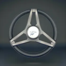 W403-atx Gussi Italia Molino Gray With Soft Touch Urethane Rim Boat Steering Wheel Atx Center Cap