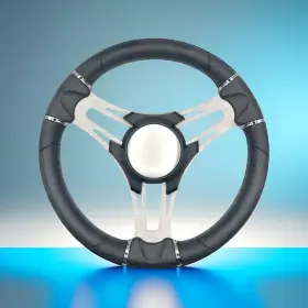 W406-vero-09-plain Gussi Italia Verona Boat Steering Wheel Gray Brushed Aluminum Spokes Plain