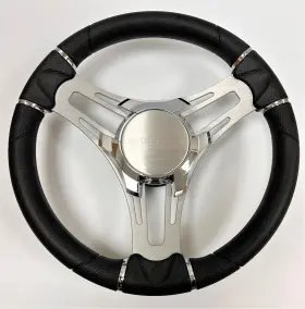 W406-vero-wh Gussi Italia New Boat Steering Wheel Gray Brushed Aluminum Spokes Keyed Hub W406-vero-wh Gussi Italia New Boat Steering Wheel Gray Brushed Aluminum Spokes Keyed Hub