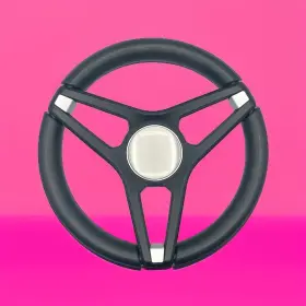W420-blank-06 Gussi Italia Molino Black With Soft Touch Urethane Rim Boat Steering Wheel Blank Center Cap
