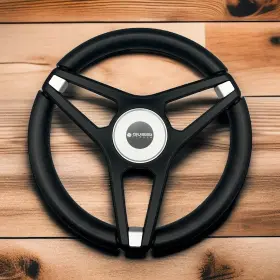 W420-gussi Gussi Italia Molino Black With Silver Accents Boat Steering Wheel Center Cap