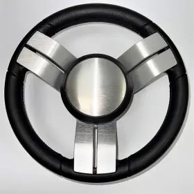 Gussi Italia W424-m703-wh New Boat Steering Wheel With Brushed Dual Spokes/center Cap Keyed