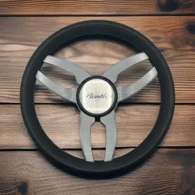W442-bentley Gussi Italia Cabrio Boat Steering Wheel Gray Brushed Alum Spoke Bentley Center Cap