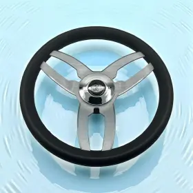 W442-gussi Gussi Italia Cabrio Boat Steering Wheel Gray Brushed Alum Spoke Center Cap