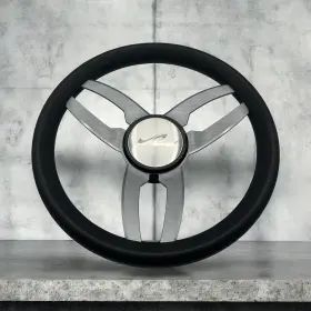 W442-searay Gussi Italia Cabrio Boat Steering Wheel Gray Brushed Alum Spoke Searay Center Cap