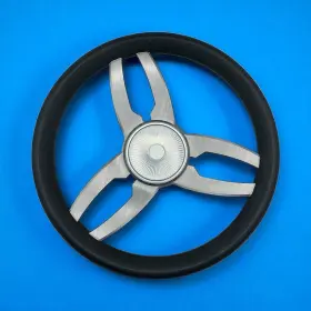 W442-starburst Gussi Italia Cabrio Boat Steering Wheel Gray Brushed Alum Spoke Starburst Center Cap