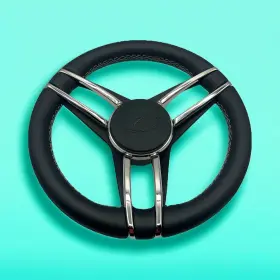 W444-cobalt Gussi Italia Cobalt Boat Steering Wheel Stainless Steel Spoke Leather Rim Boats Logo