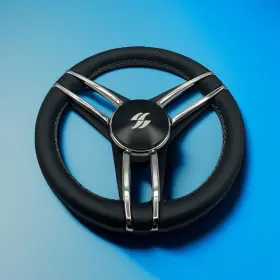 W444-perg-varatti Gussi Italia Varatti Boat Steering Wheel Stainless Steel Spoke Leather Rim Logo