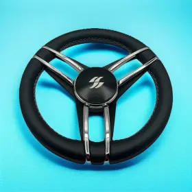 W444-varatti Gussi Italia Varatti Boat Steering Wheel Stainless Steel Spoke Leather Rim Logo