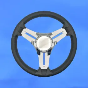 W457-m015-02-blankcenter Gussi Italia Model 15 Marine Steering Wheel Brushed Aluminum Spokes Blank Center Key Hub