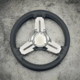 W457-m015-05-legend Gussi Italia Model 15 Marine Steering Wheel Brushed Aluminum Spokes Legend Boats Key Hub