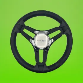 W458-selva-11-gussiitalia Gussi Italia Marine Steering Wheel Black Brush Metal Spokes Keyed Logo