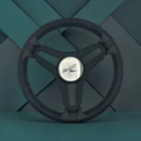 W458-selva-13-searayboats Gussi Italia Marine Steering Wheel Black Brush Metal Spokes Keyed Sea Ray