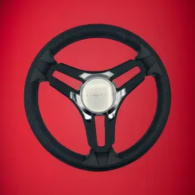 W458-selva-16-manitouboats Gussi Italia Marine Steering Wheel Black Brush Metal Spokes Keyed Manitou