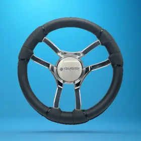 W472-malpl-wh-gussiitalia Gussi Italia Malera Boat Steering Wheel Chrome Spokes