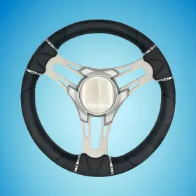 W473-vero-02-plain Gussi Italia Verona Boat Steering Wheel Brushed Aluminum Spokes Plain