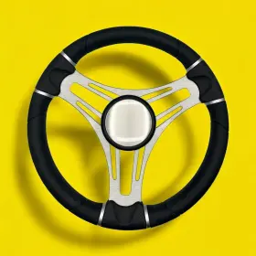 Gussi Italia W473-vero-04 New Boat Steering Wheel Brushed Aluminum Spokes And Cap Keyed Hub