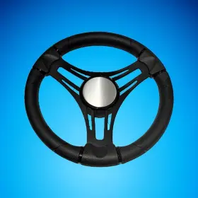 W474-vero-03 Gussi Italia Boat Steering Wheel Black Brushed Aluminum Spokes