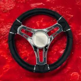 Gussi Italia W475-vero-wh Verona Boat Steering Wheel Chrome Spokes And Center Cap Keyed Hub