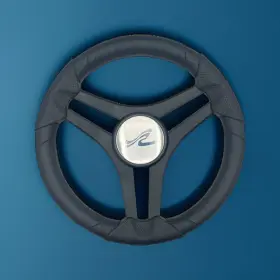 W477-mlsp-06-searay Gussi Italia Molinara Marine Steering Wheel Black Brushed Alum Spokes Keyed Sea Ray Boats