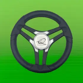 W477-mlsp-14-apex Gussi Italia Molinara Marine Steering Wheel Black Brushed Alum Spokes Keyed Hub Apex