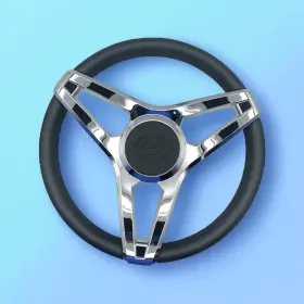 W478-cobalt Gussi Italia Cobalt Boat Steering Wheel Plastic Spoke Leather Stitched Rim Logo
