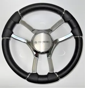 Gussi Italia W506-malpl-wh New Boat Steering Wheel Polished Solid Aluminum Spokes Keyed Hub