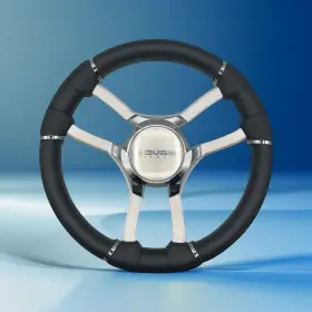 W523-malbr-02-gussi Gussi Italia Malera Boat Steering Wheel Brushed Alum Spoke