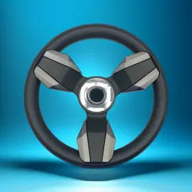 W579-colbl-05-chrome-black Gussi Italia Collina Boat Steering Wheel Dark Gray Inserts - Chrome-black Keyed Only