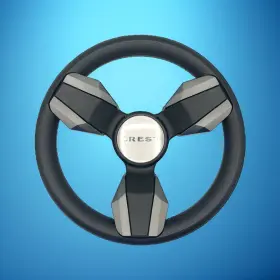 W579-colbl-10-crest Gussi Italia Collina Boat Steering Wheel Dark Gray Inserts - Crest Keyed Only