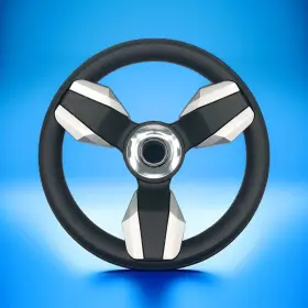 W579-colbr-05-chrome-black Gussi Italia Collina Boat Steering Wheel Brushed Inserts -chrome-black Keyed Only