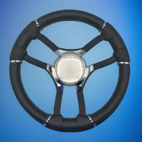 W581-malbl-17-starcraft Gussi Italia Malera Boat Steering Wheel Black Aluminum Spokes Starcraft Boats
