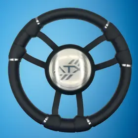 W581-malbl-28-atx Gussi Italia Malera Boat Steering Wheel Black Aluminum Spokes - Atx Boats