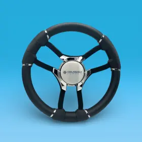 W581-malbl-gussi Gussi Italia Malera Boat Steering Wheel Black Aluminum Spokes