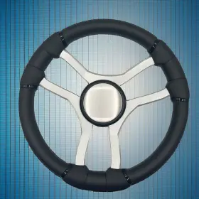 W581-malbr-01-plain Gussi Italia Malera Boat Steering Wheel Brushed Aluminum Spokes - Plain